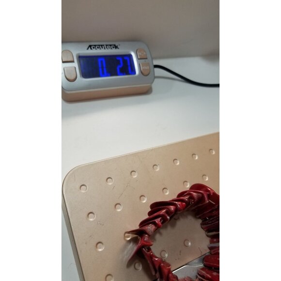 Womens Sea Shell Stretch Bracelet Red Wide Half Moon Shape One Sizse Vintage - Picture 8 of 8